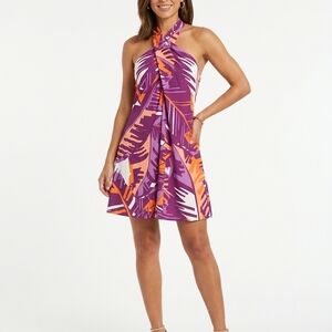 BOLD elements Vibrant Strapless Dress in Purple and Orange